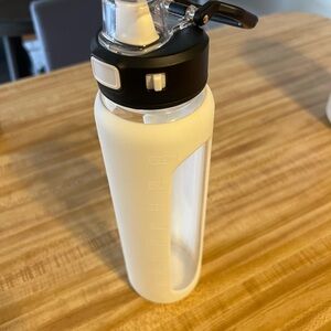 White glass Water Bottle with Measurement Markings